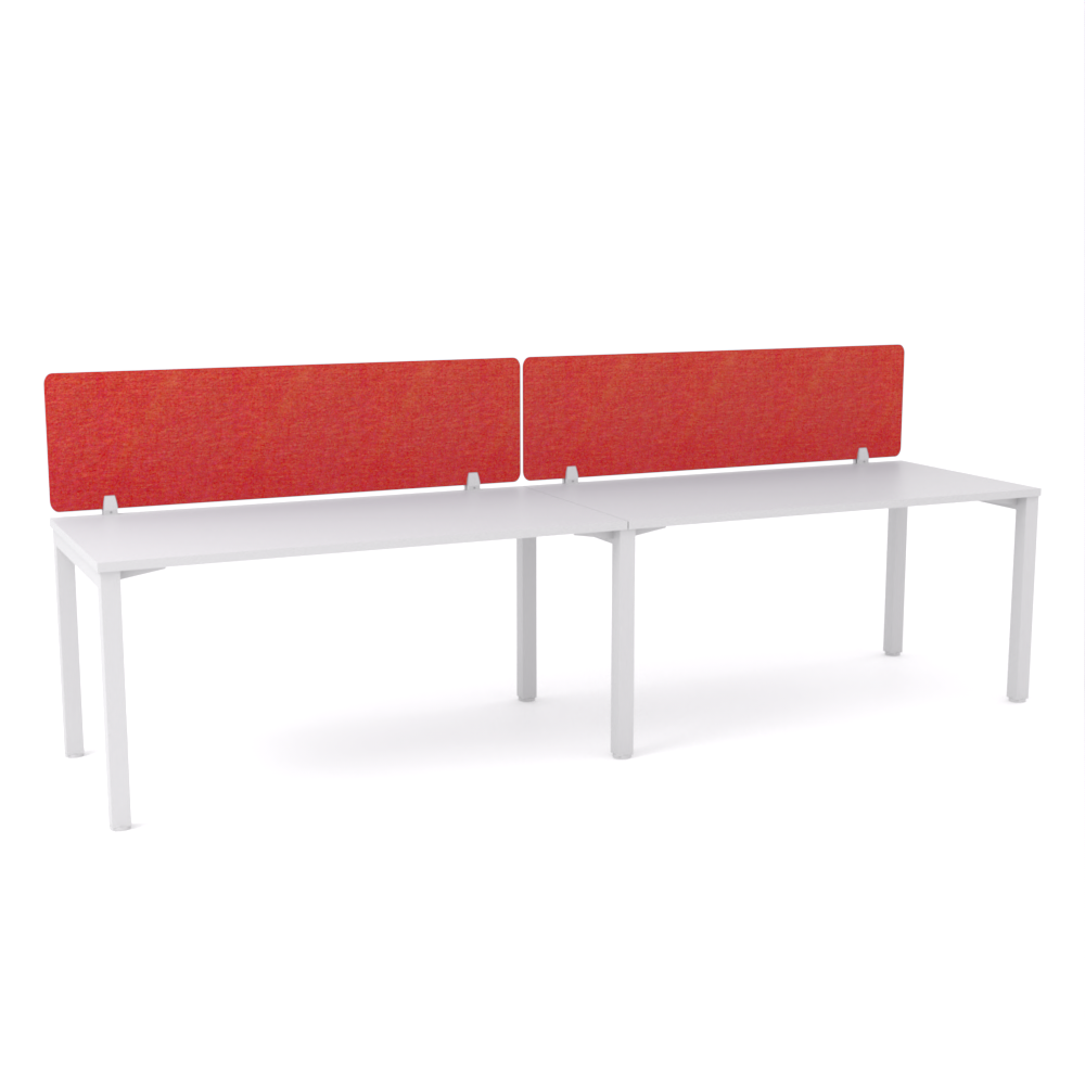 California Office Workstations (Straight Legs) 2-User Single-Sided Desk With AcoustiQ Screen (Red Screen)