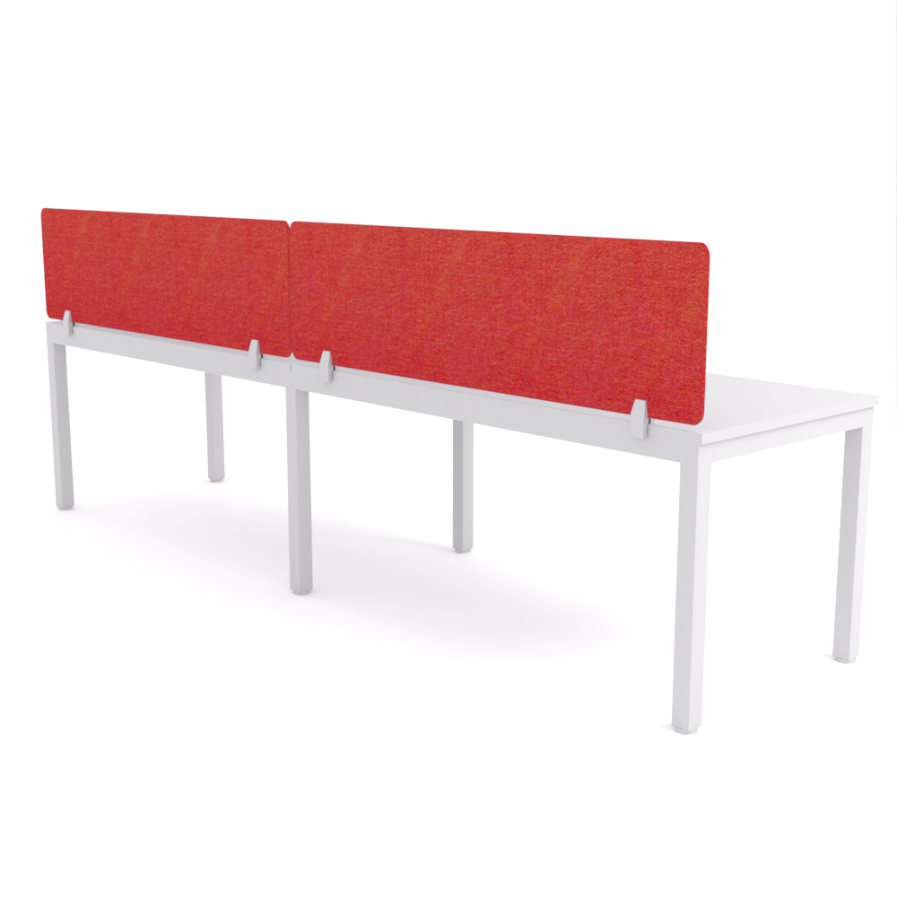 California Office Workstations (Straight Legs) 2-User Single-Sided Desk With AcoustiQ Screen (Red Screen)