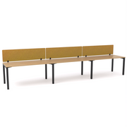 California Office Workstations (Straight Legs) 3-User Single-Sided Desk With AcoustiQ Screen (Golden Yellow Screen)