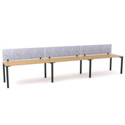 California Office Workstations (Straight Legs) 3-User Single-Sided Desk With AcoustiQ Screen (Marble Gray Screen)