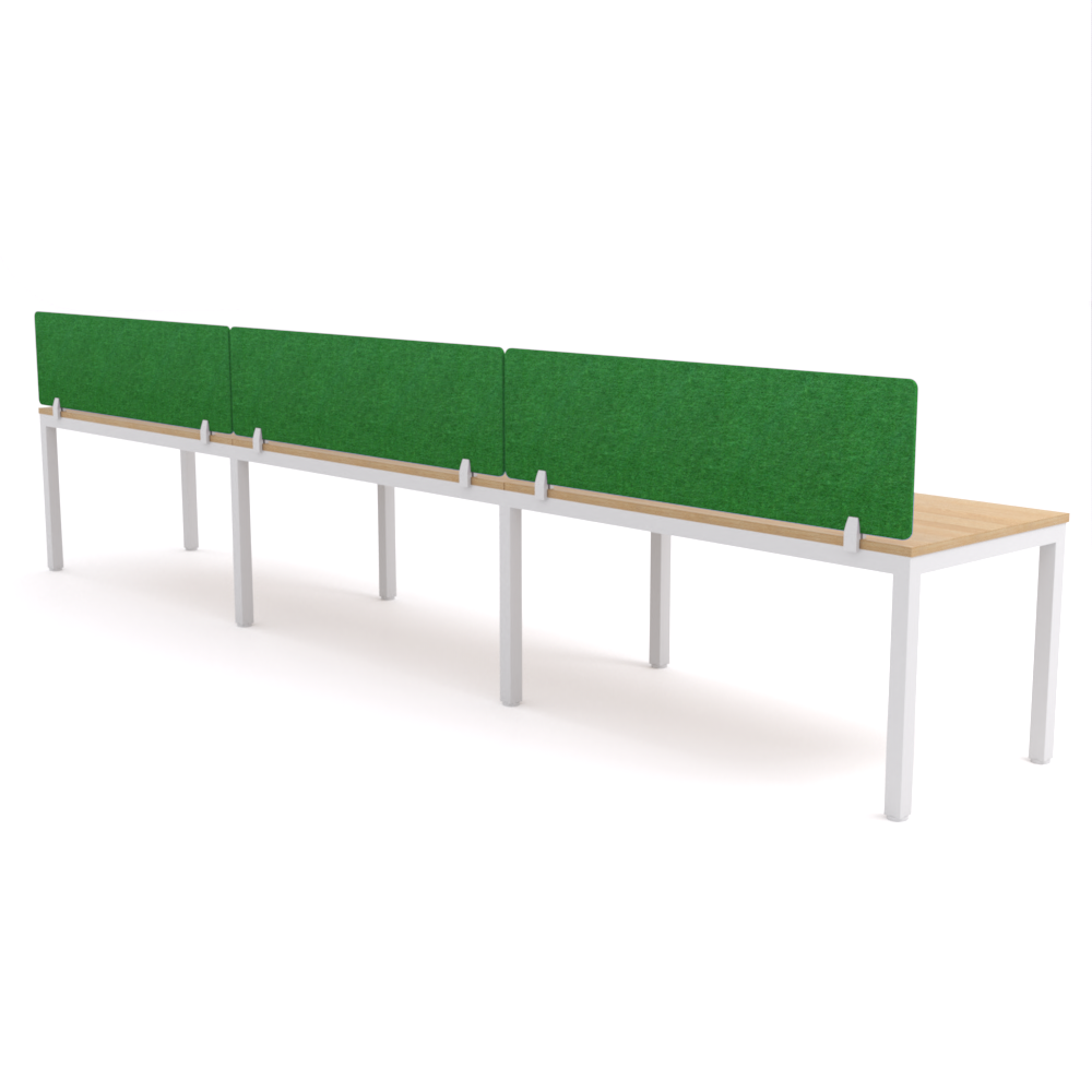 California Office Workstations (Straight Legs) 3-User Single-Sided Desk With AcoustiQ Screen (Green Screen)