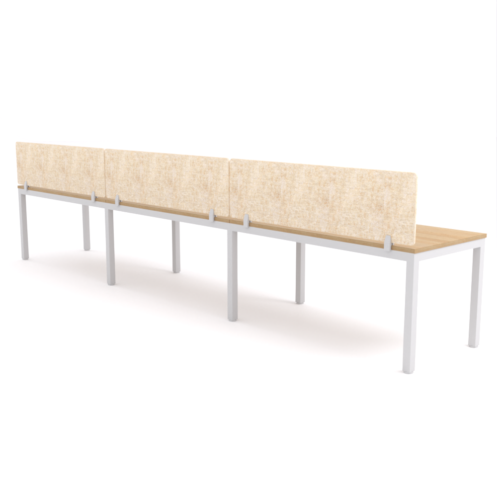 California Office Workstations (Straight Legs) 3-User Single-Sided Desk With AcoustiQ Screen (Natural Screen)