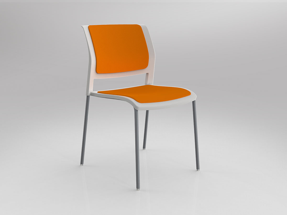 Game Chair With Upholstery - 4 Leg - Silver Frame
