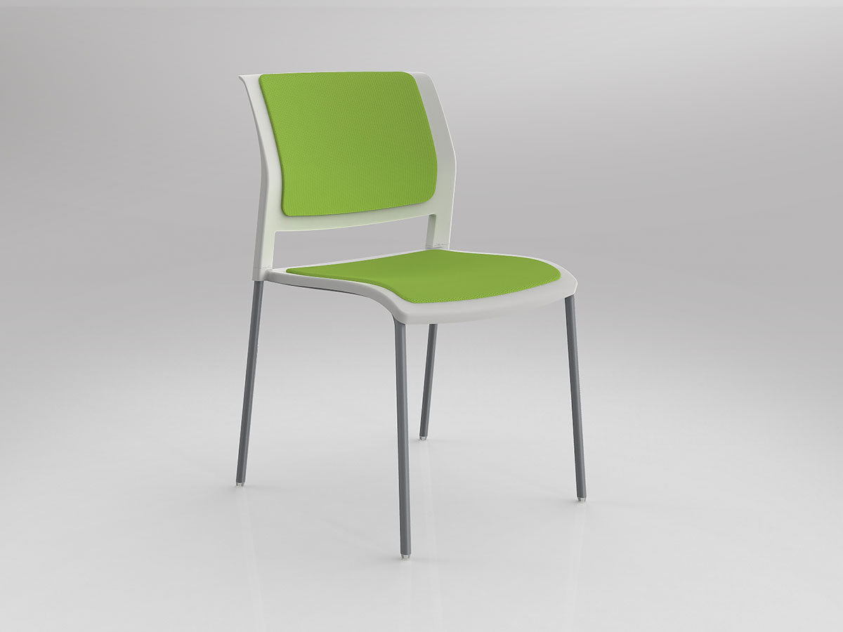 Game Chair With Upholstery - 4 Leg - Silver Frame