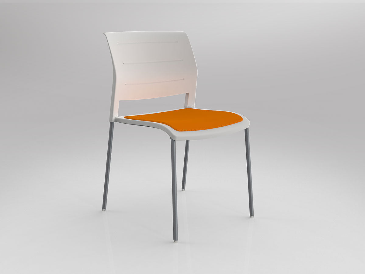 Game Chair With Upholstery - 4 Leg - Silver Frame