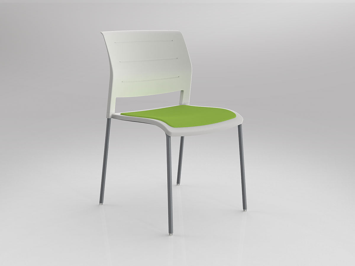 Game Chair With Upholstery - 4 Leg - Silver Frame