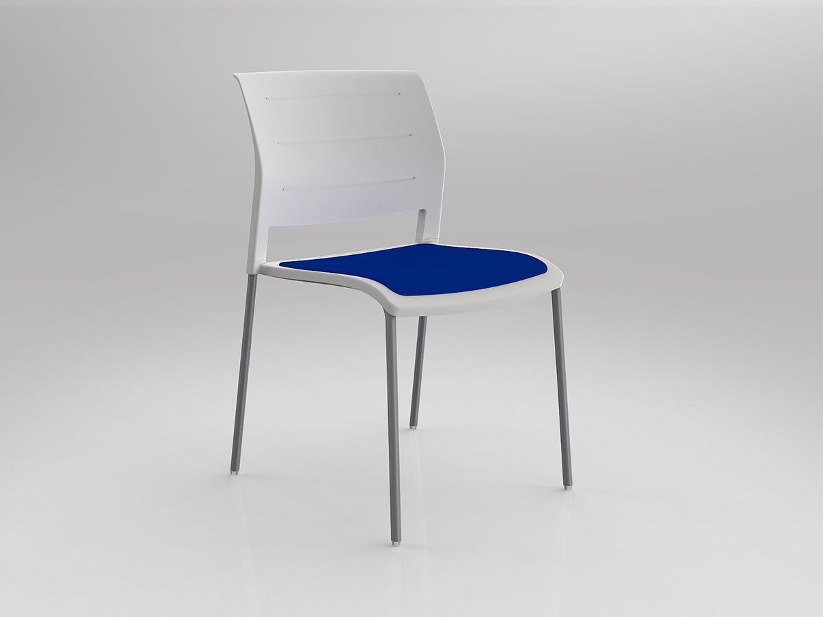Game Chair With Upholstery - 4 Leg - Silver Frame