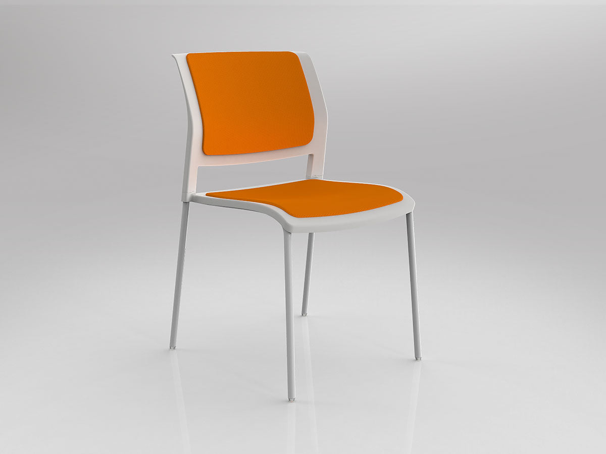 Game Chair With Upholstery - 4 Leg - White Frame