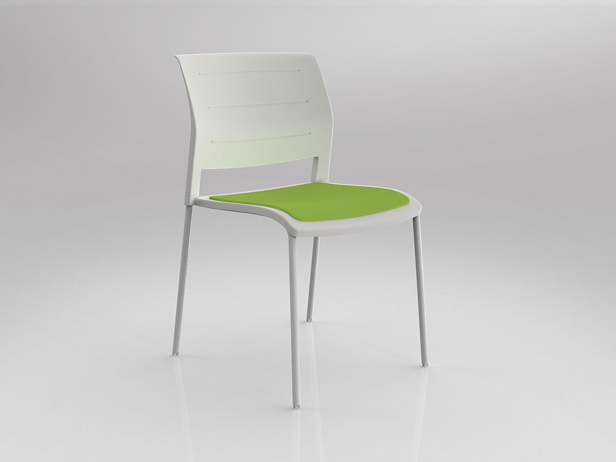Game Chair With Upholstery - 4 Leg - White Frame