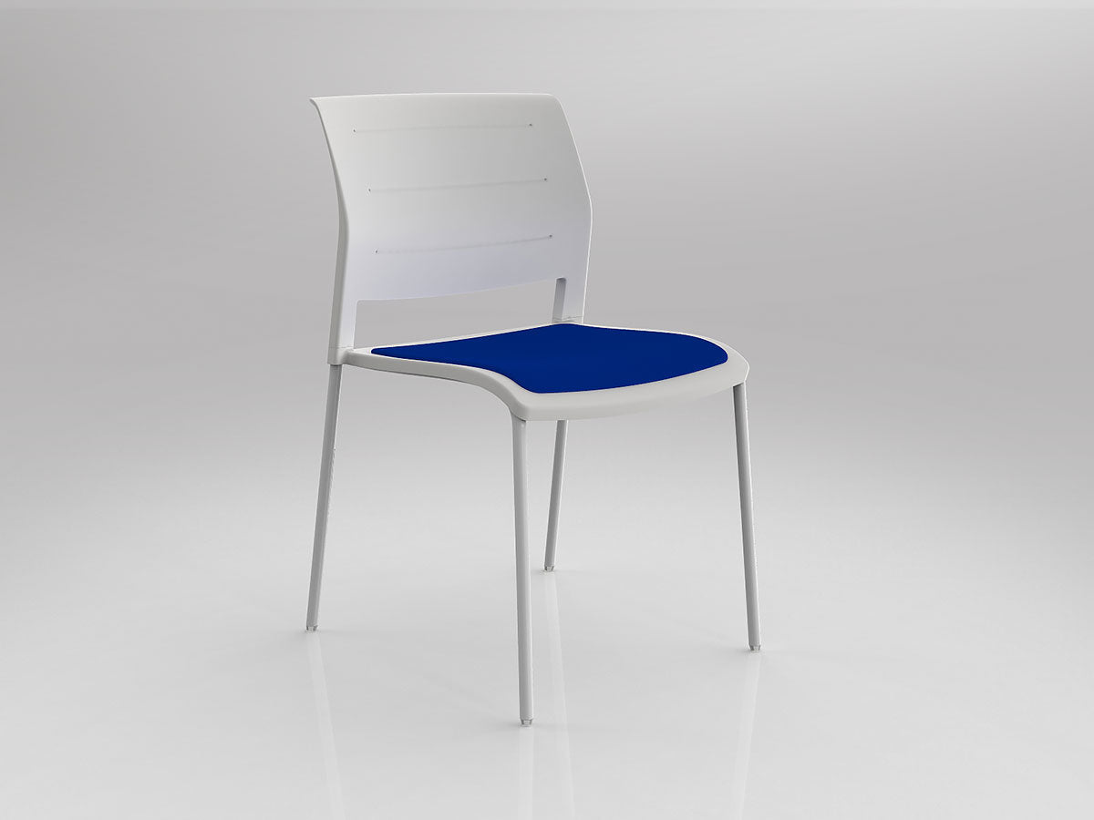 Game Chair With Upholstery - 4 Leg - White Frame