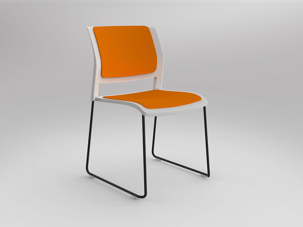Game Chair With Upholstery - Sled Base - Black Frame