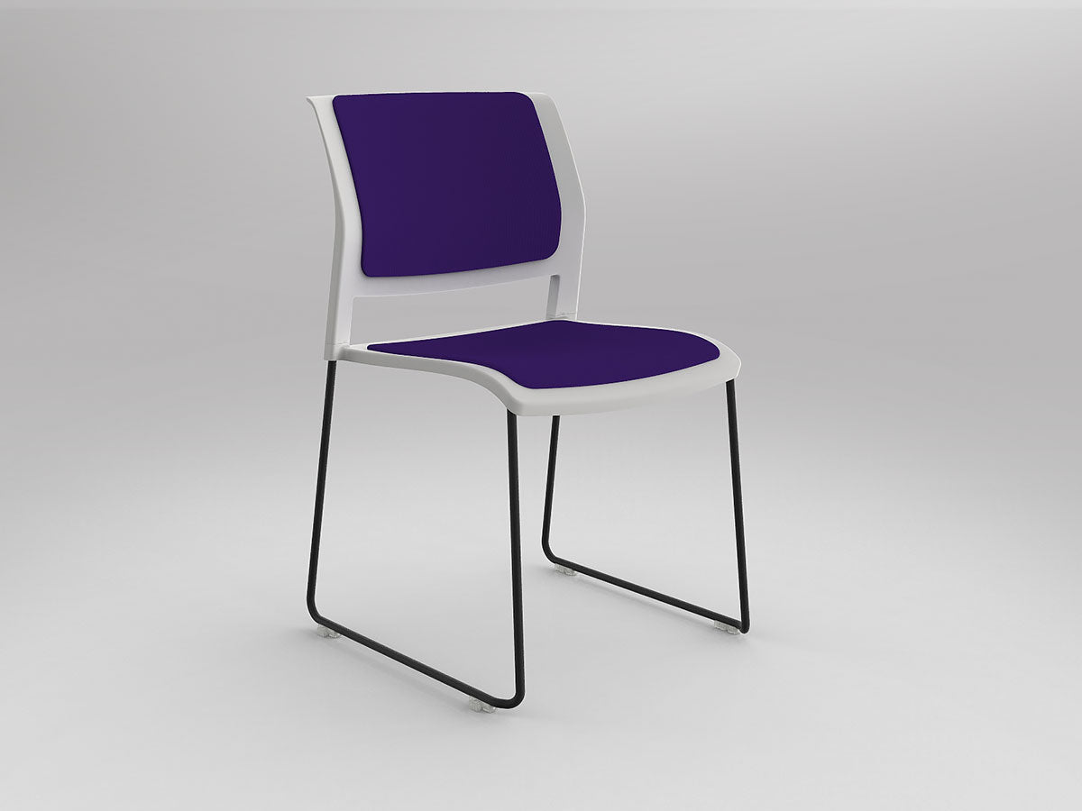 Game Chair With Upholstery - Sled Base - Black Frame