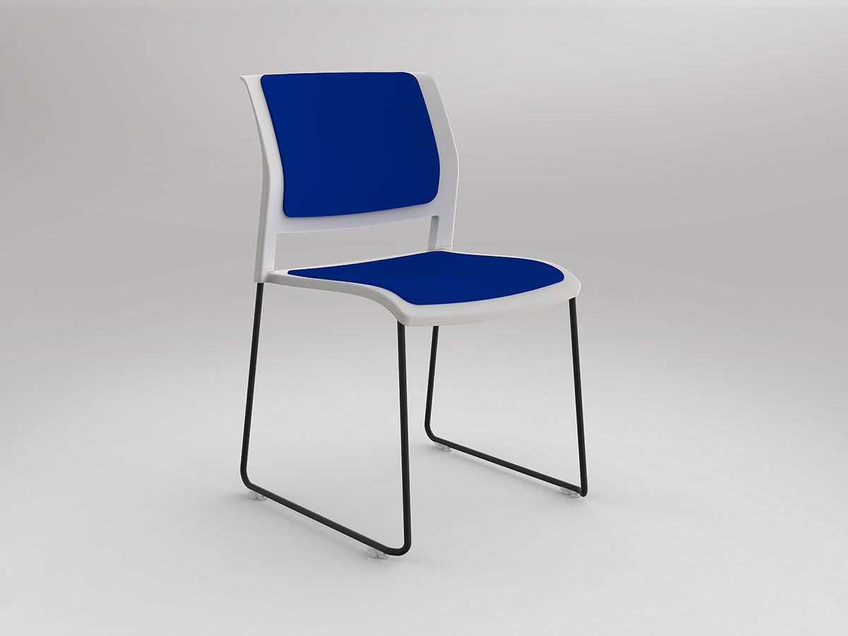 Game Chair With Upholstery - Sled Base - Black Frame