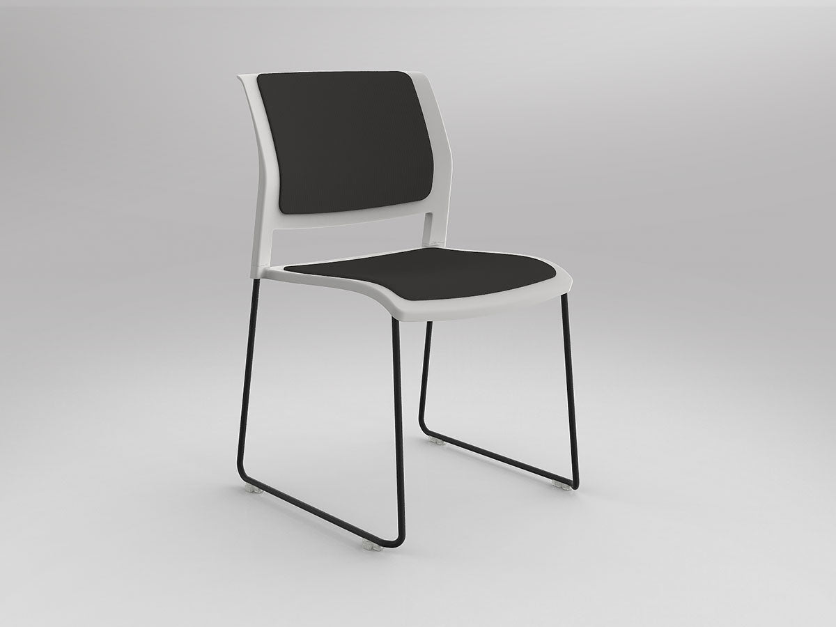 Game Chair With Upholstery - Sled Base - Black Frame