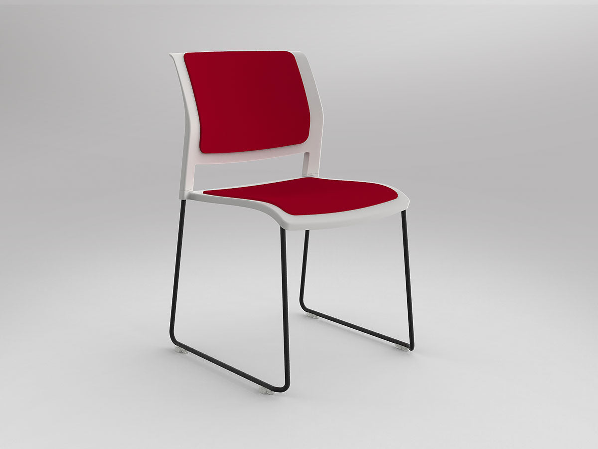 Game Chair With Upholstery - Sled Base - Black Frame