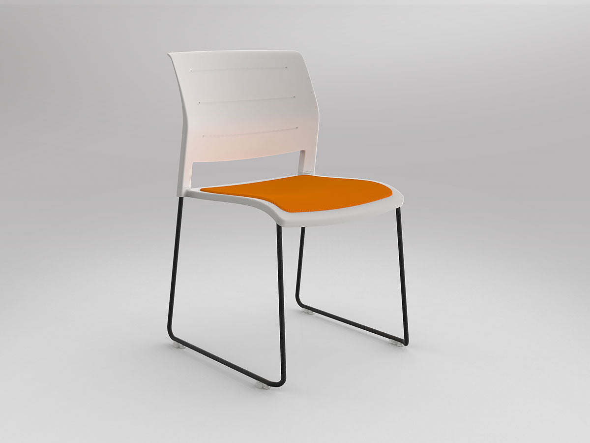 Game Chair With Upholstery - Sled Base - Black Frame