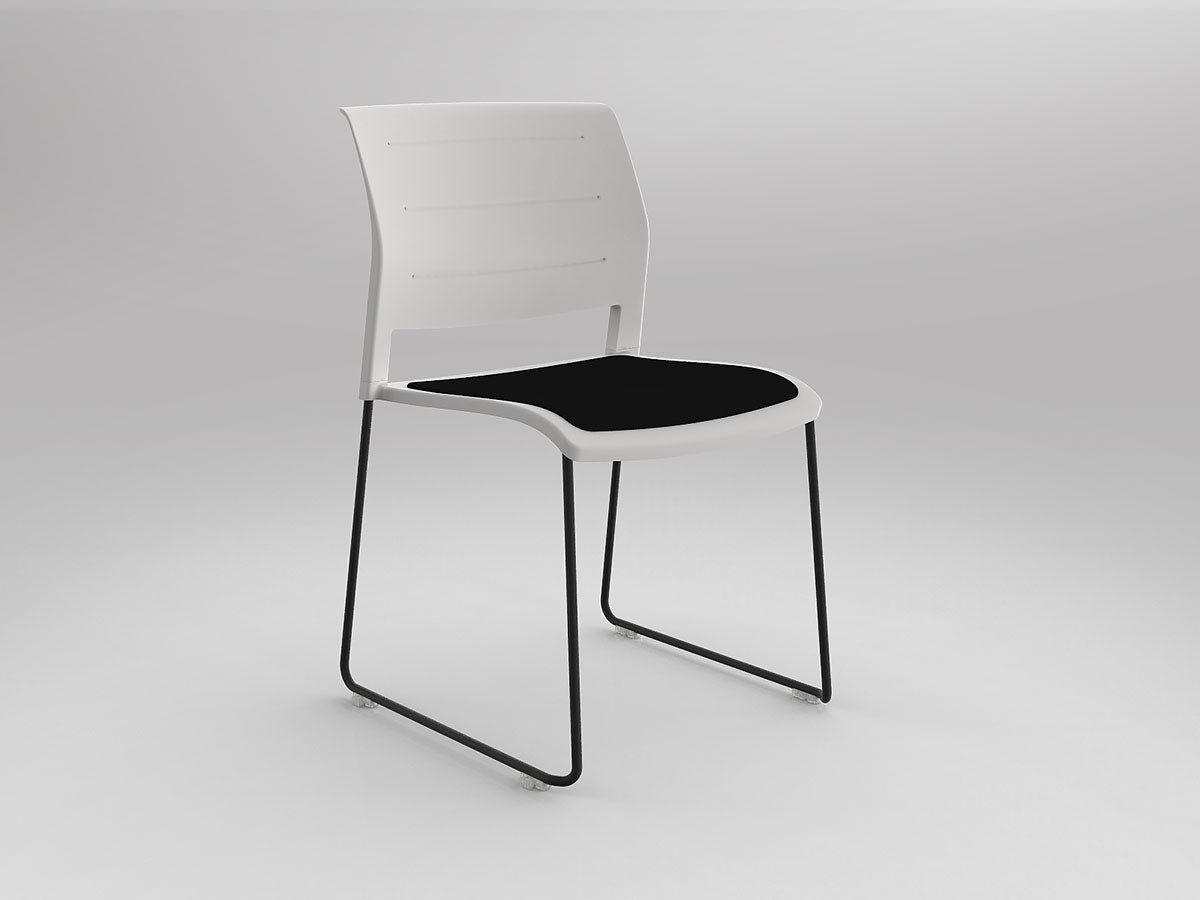 Game Chair With Upholstery - Sled Base - Black Frame