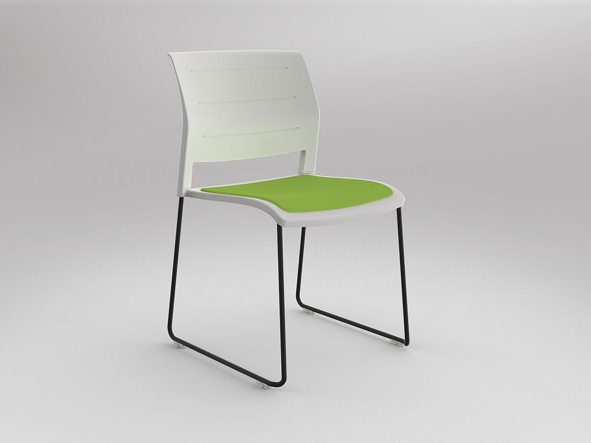 Game Chair With Upholstery - Sled Base - Black Frame