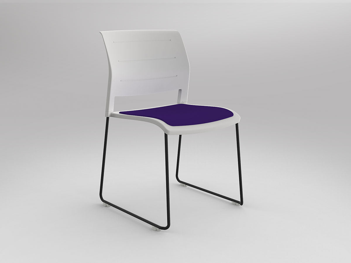 Game Chair With Upholstery - Sled Base - Black Frame
