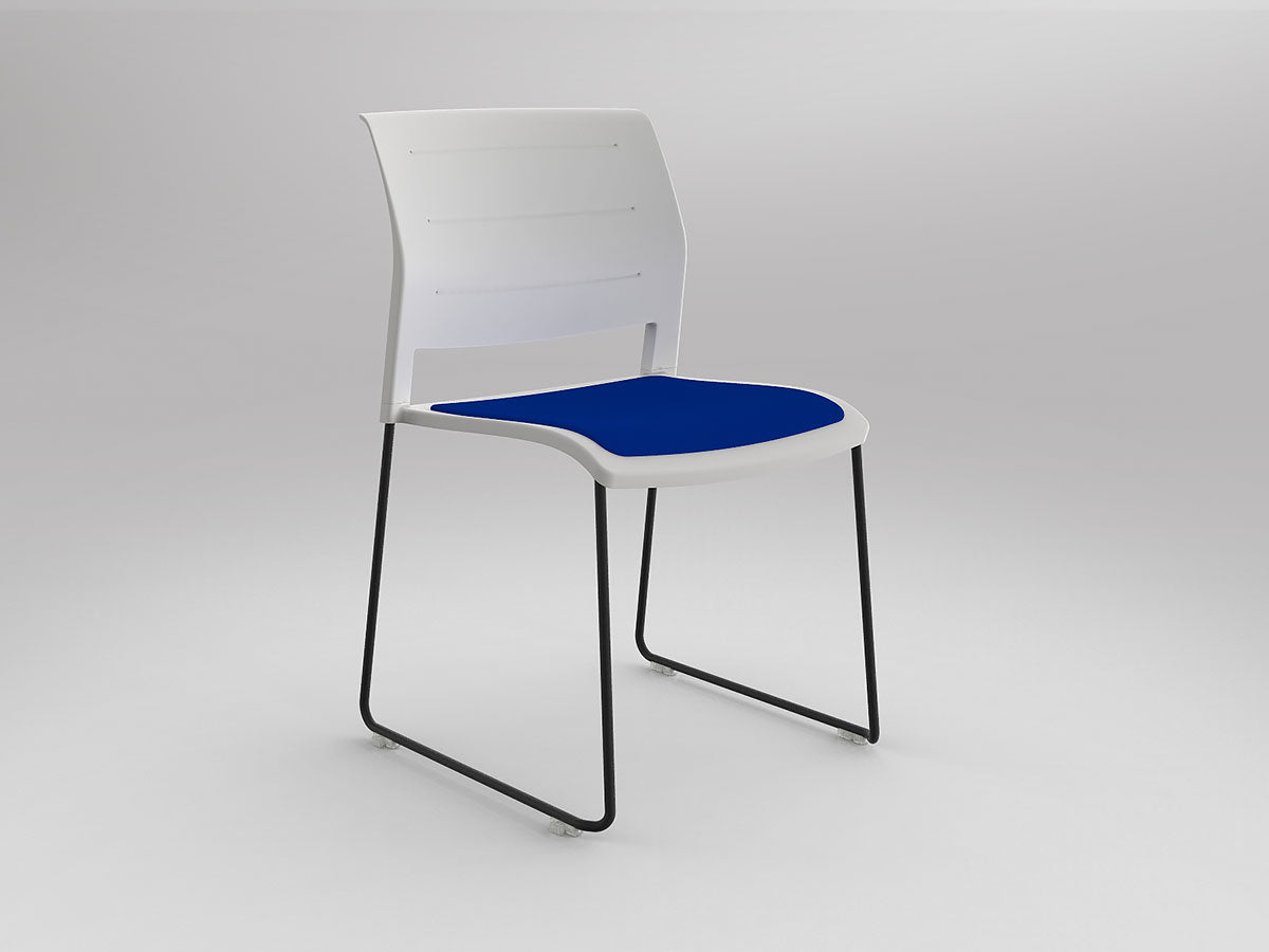 Game Chair With Upholstery - Sled Base - Black Frame