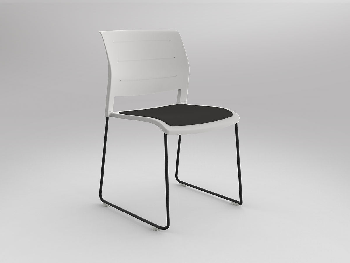 Game Chair With Upholstery - Sled Base - Black Frame