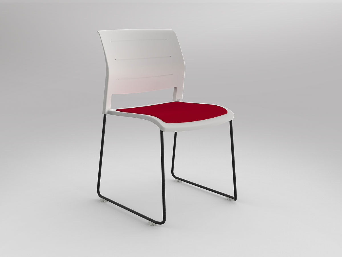 Game Chair With Upholstery - Sled Base - Black Frame