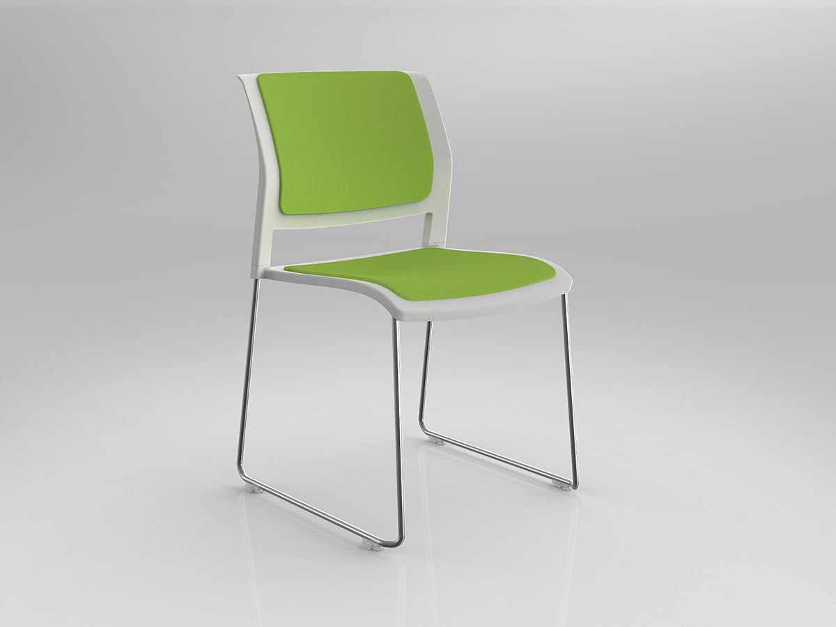 Game Chair With Upholstery - Sled Base - Chrome Frame