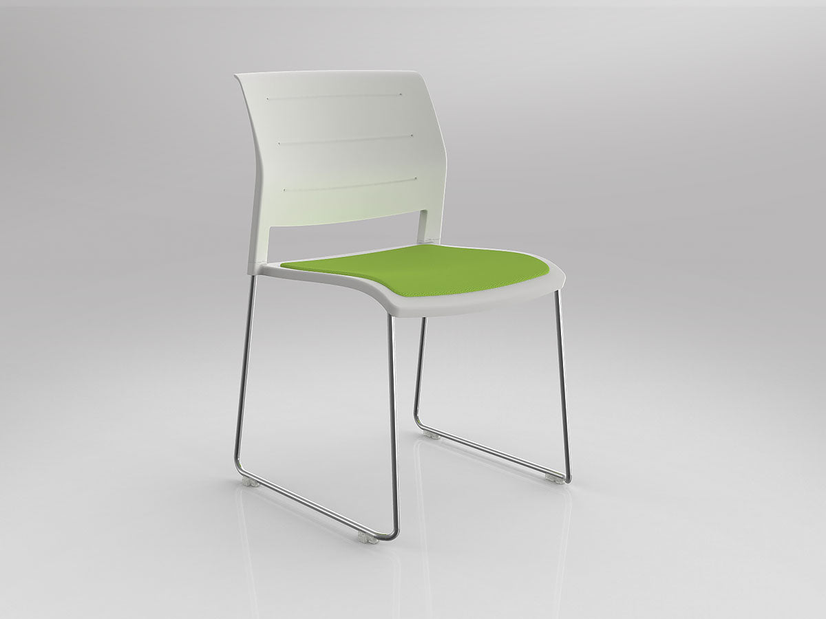 Game Chair With Upholstery - Sled Base - Chrome Frame