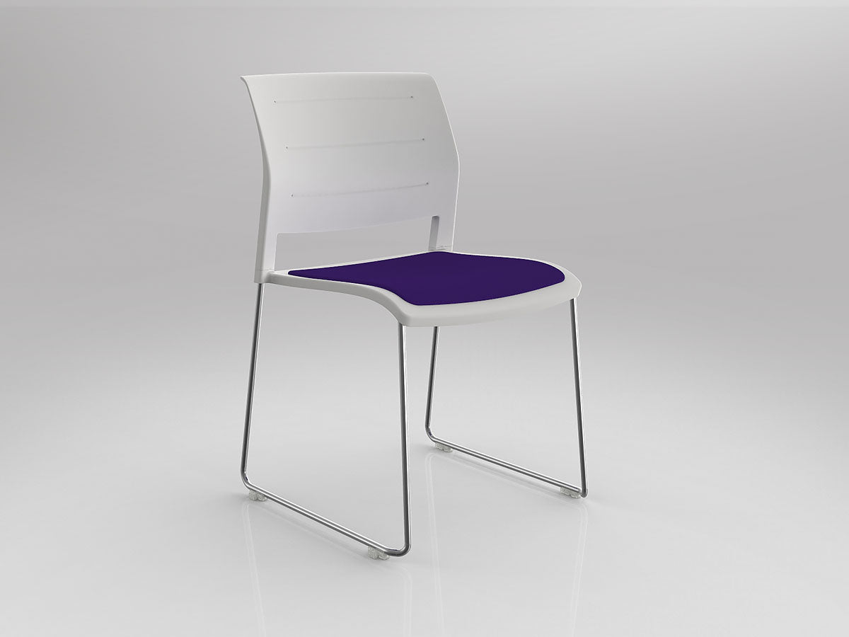 Game Chair With Upholstery - Sled Base - Chrome Frame