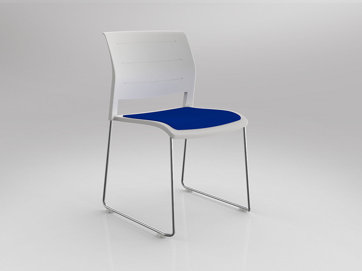 Game Chair With Upholstery - Sled Base - Chrome Frame