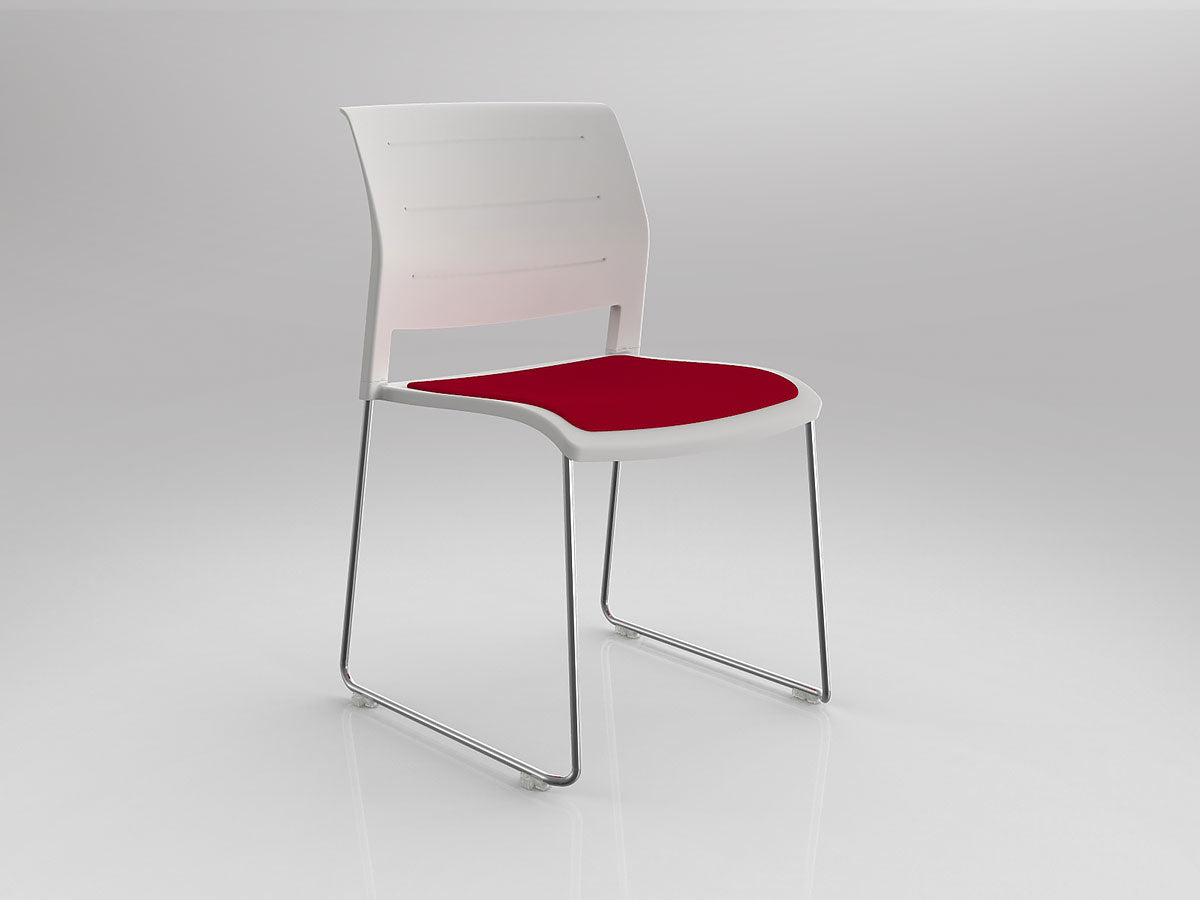 Game Chair With Upholstery - Sled Base - Chrome Frame