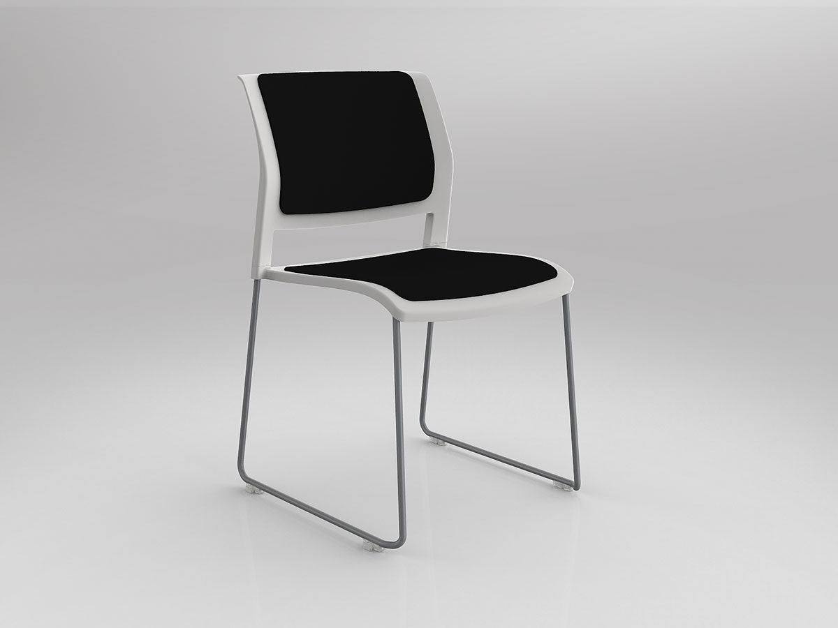 Game Chair With Upholstery - Sled Base - Silver Frame