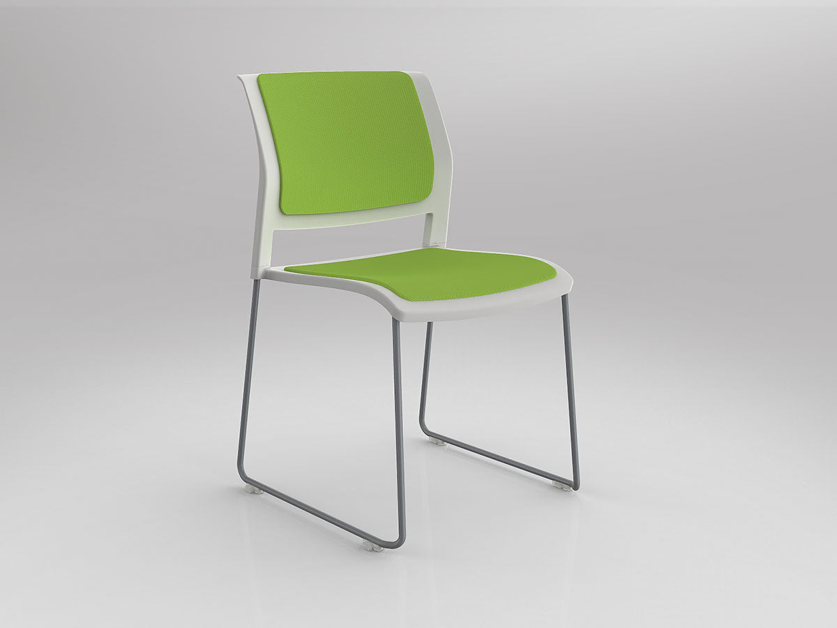 Game Chair With Upholstery - Sled Base - Silver Frame