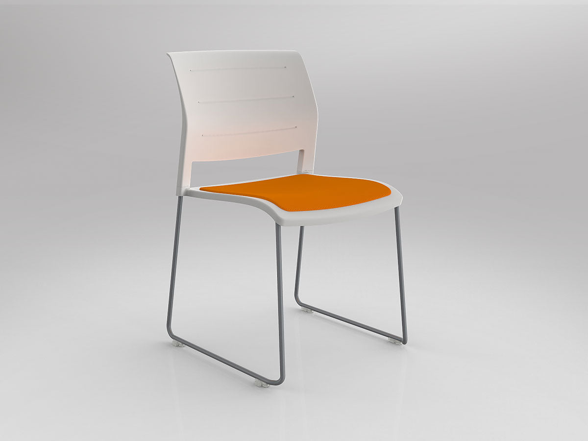 Game Chair With Upholstery - Sled Base - Silver Frame