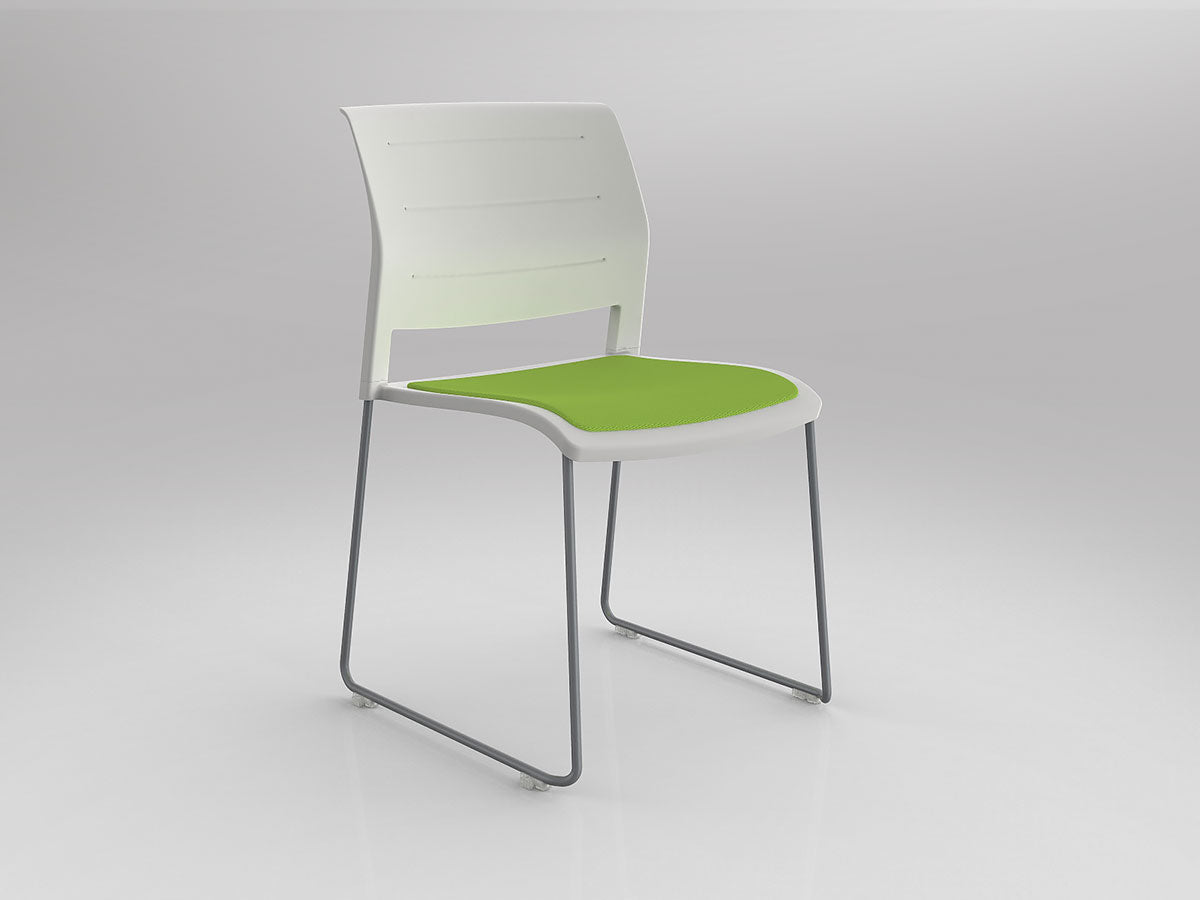 Game Chair With Upholstery - Sled Base - Silver Frame