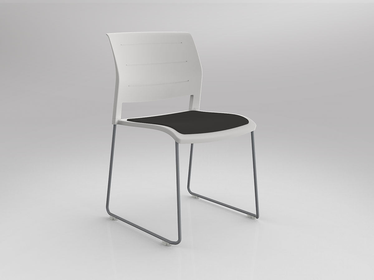 Game Chair With Upholstery - Sled Base - Silver Frame