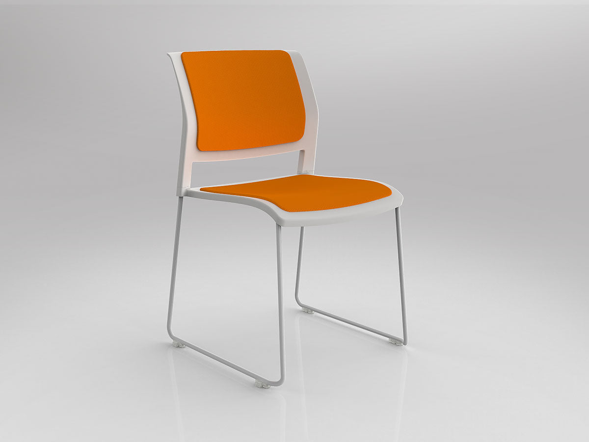 Game Chair With Upholstery - Sled Base - White Frame