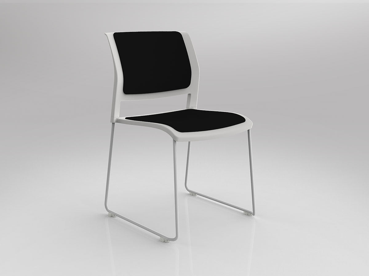 Game Chair With Upholstery - Sled Base - White Frame