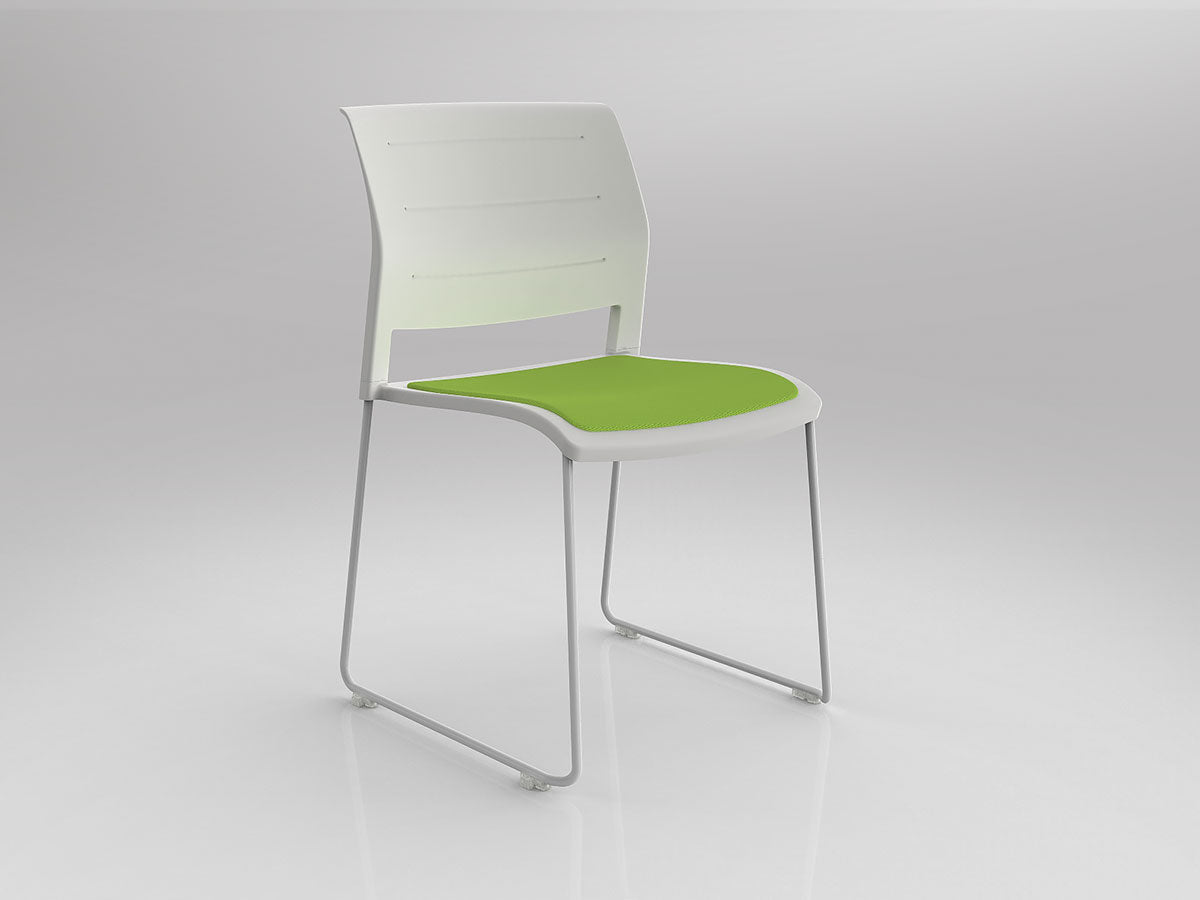 Game Chair With Upholstery - Sled Base - White Frame