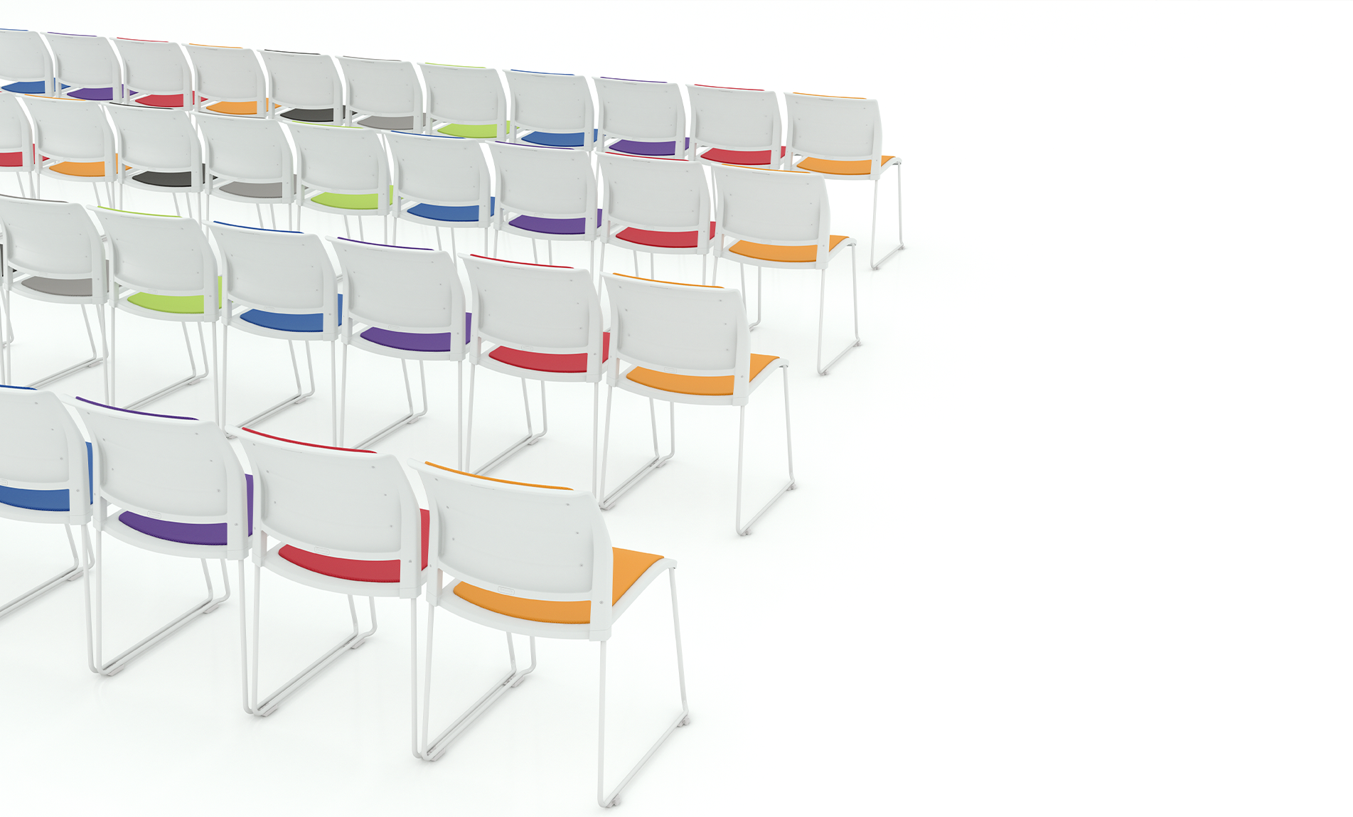 Game Chair With Upholstery - Sled Base - White Frame