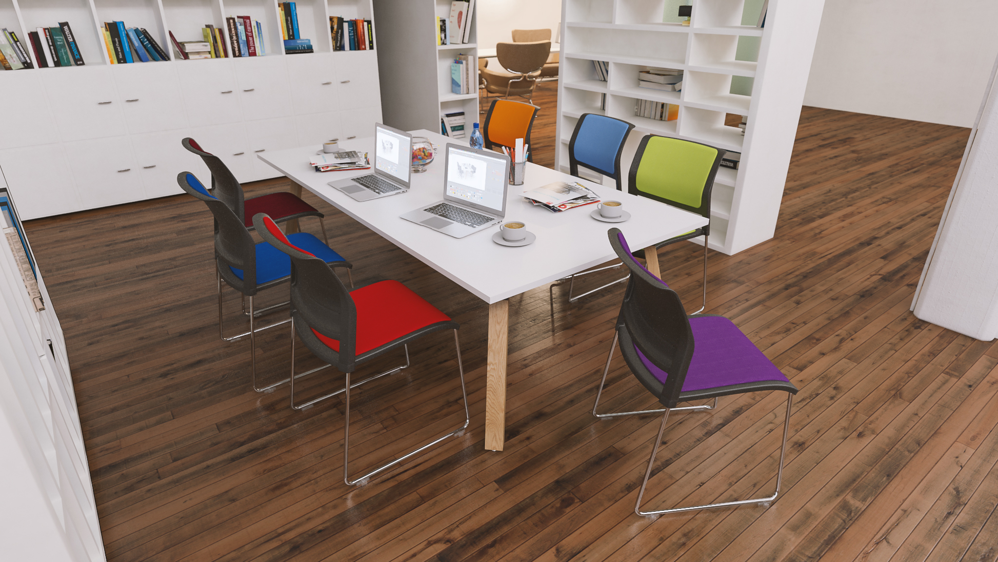 Game Chair With Upholstery - Sled Base - Chrome Frame