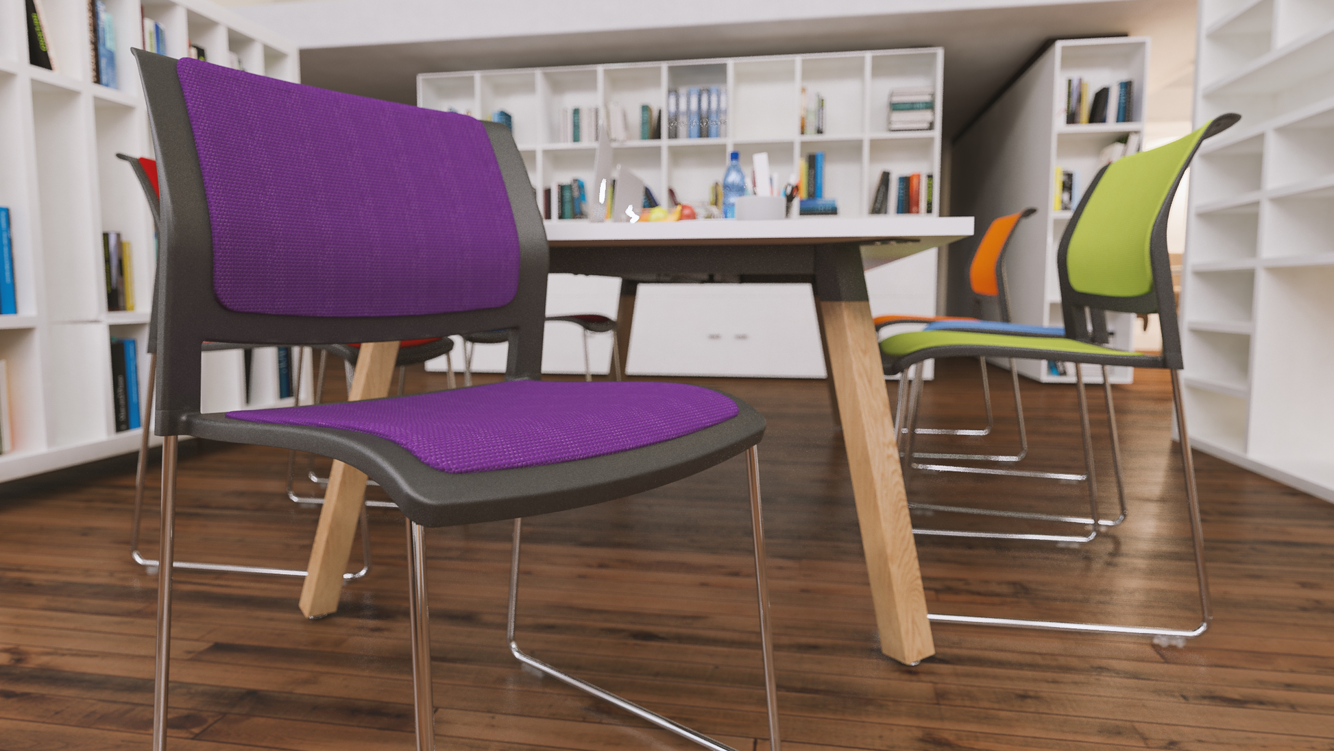 Game Chair With Upholstery - Sled Base - Chrome Frame