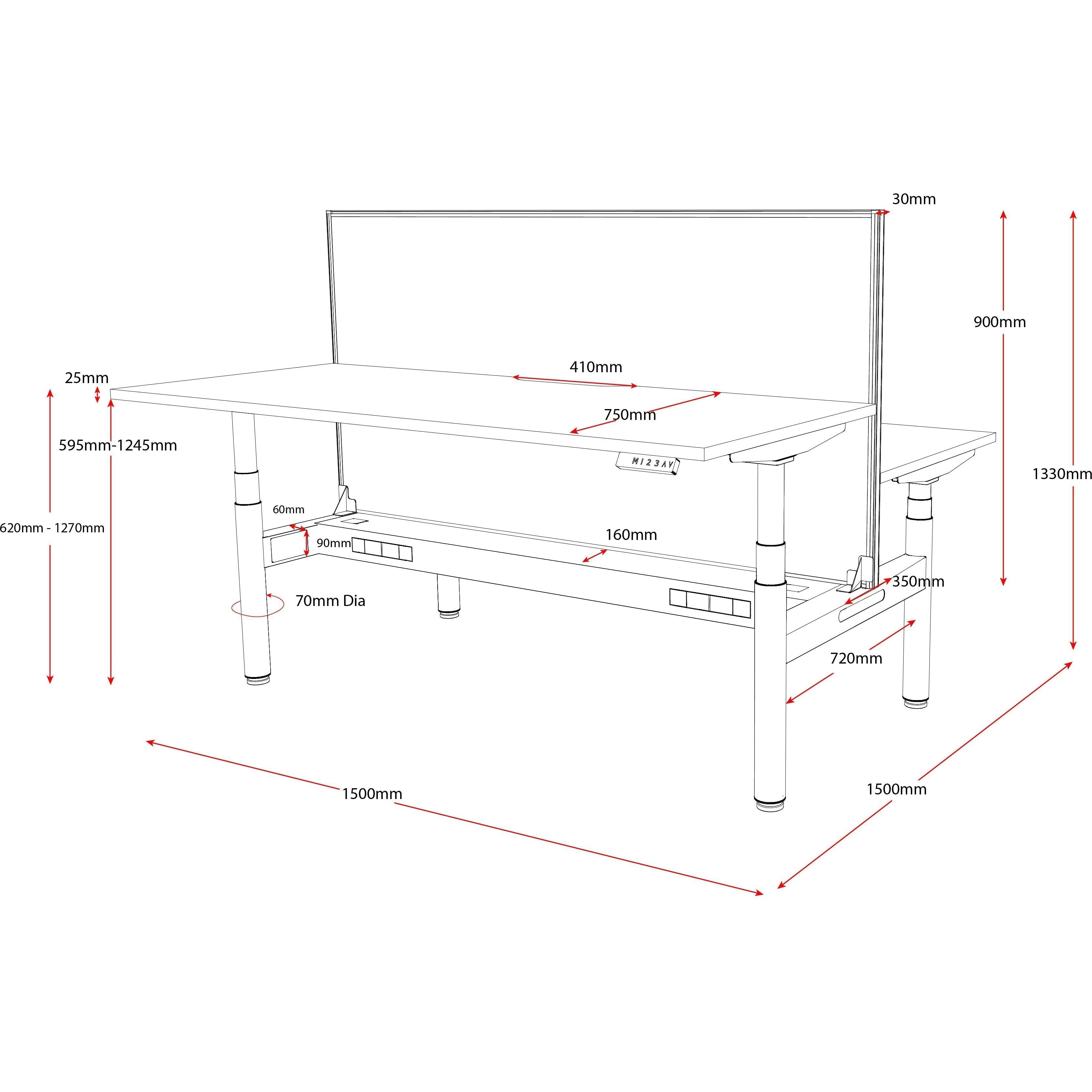 Eclipse (Round Legs) Electric Height Adjustable Back to Back Workstation