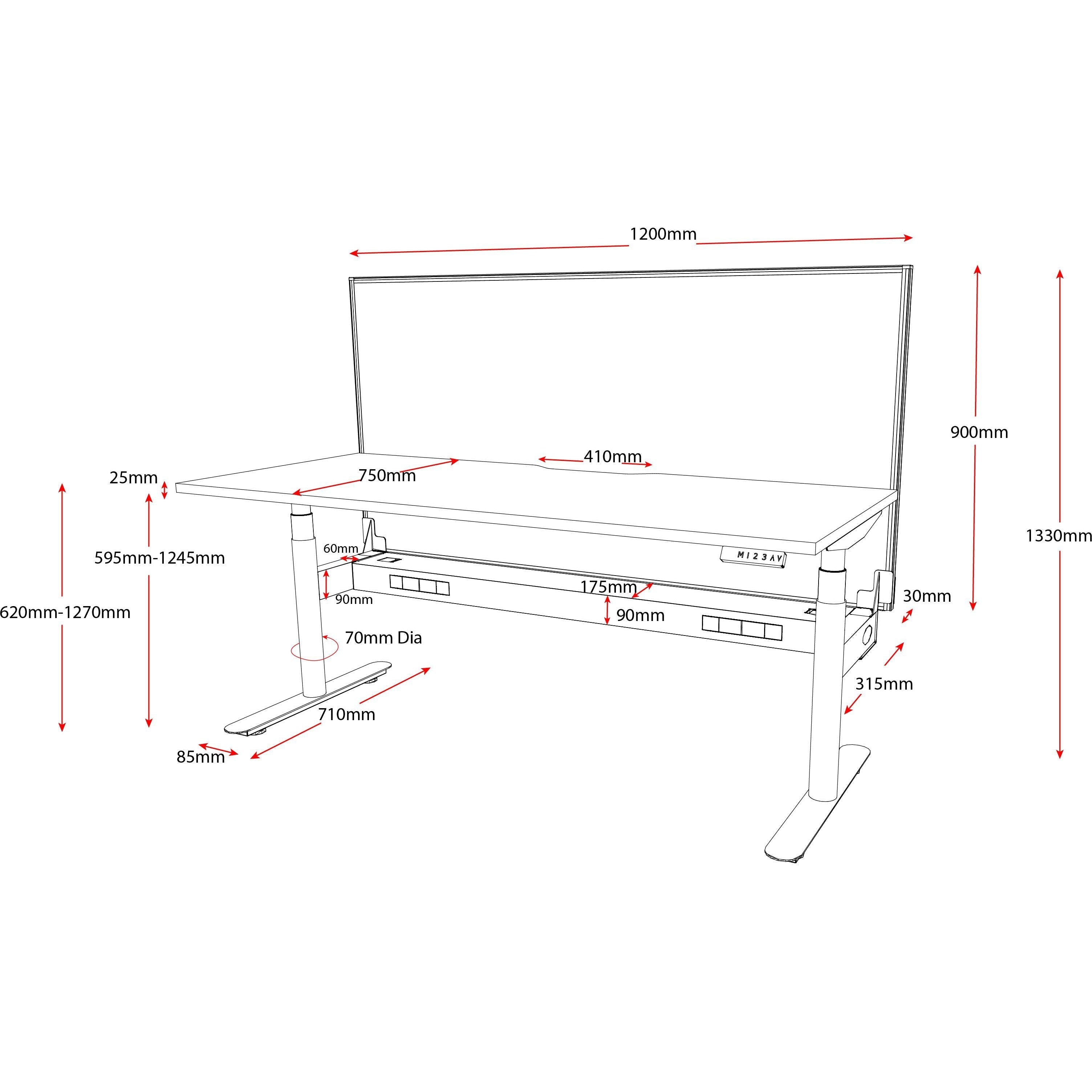 Eclipse (Round Legs) Electric Height Adjustable Single Sided Workstation