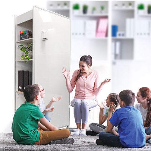 Huddle Double Magnetic Whiteboard Mobile Storage Unit