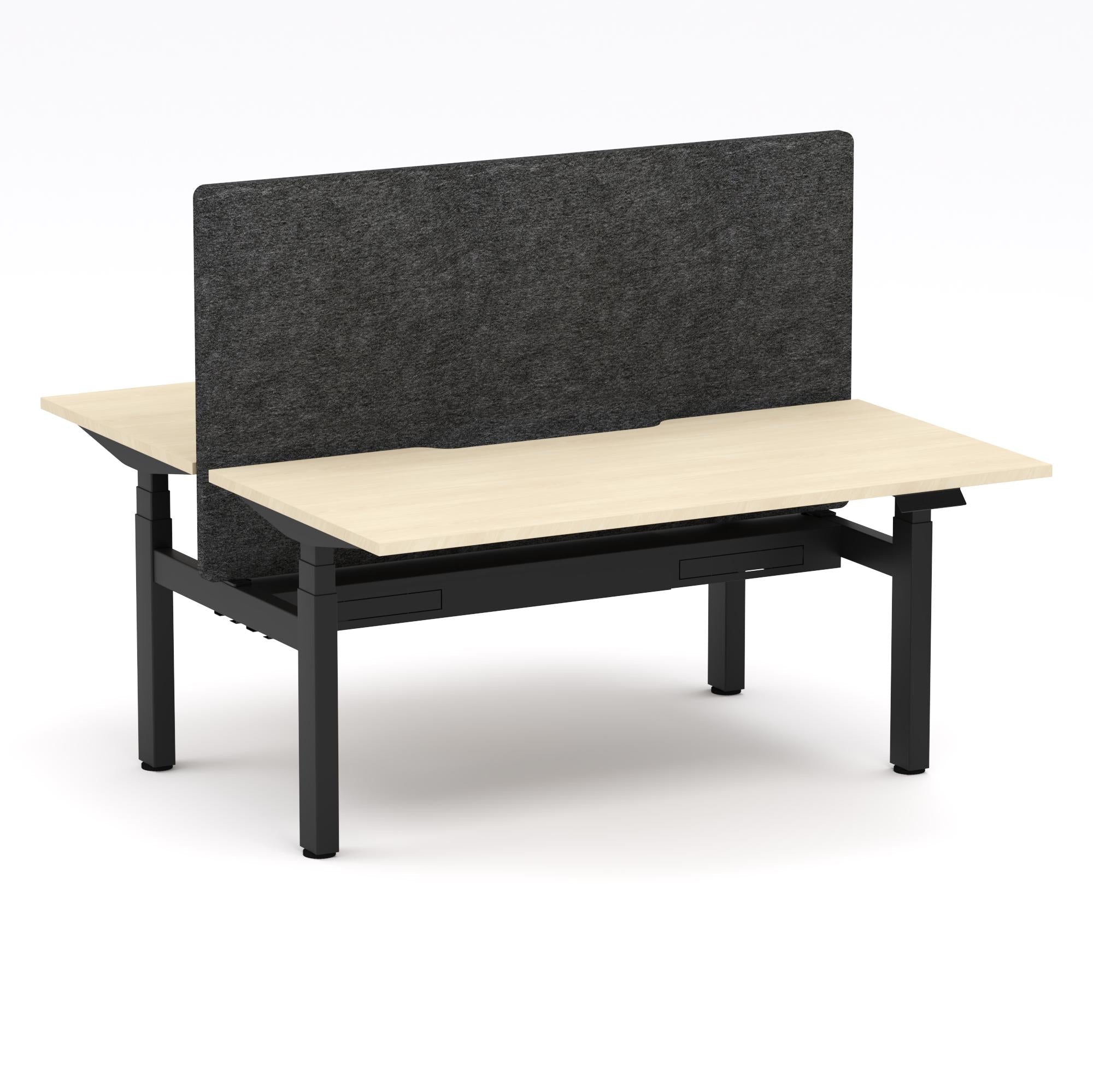 Montana Electric Standing 2-Person Double-sided Desk Workstation - With Charcoal Grey AcoustiQ Screen (3 Stages)