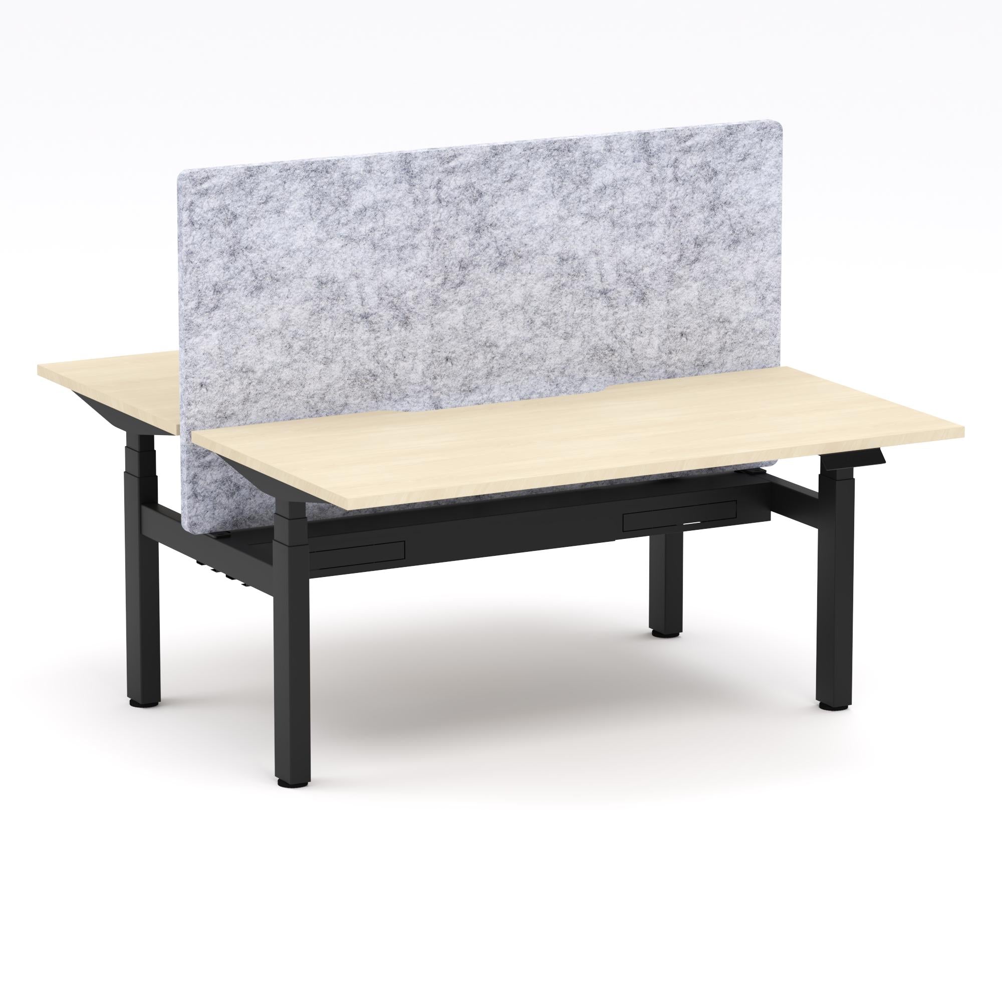 Montana Electric Standing 2-Person Double-sided Desk Workstation - With Marble Grey AcoustiQ Screen (3 Stages)