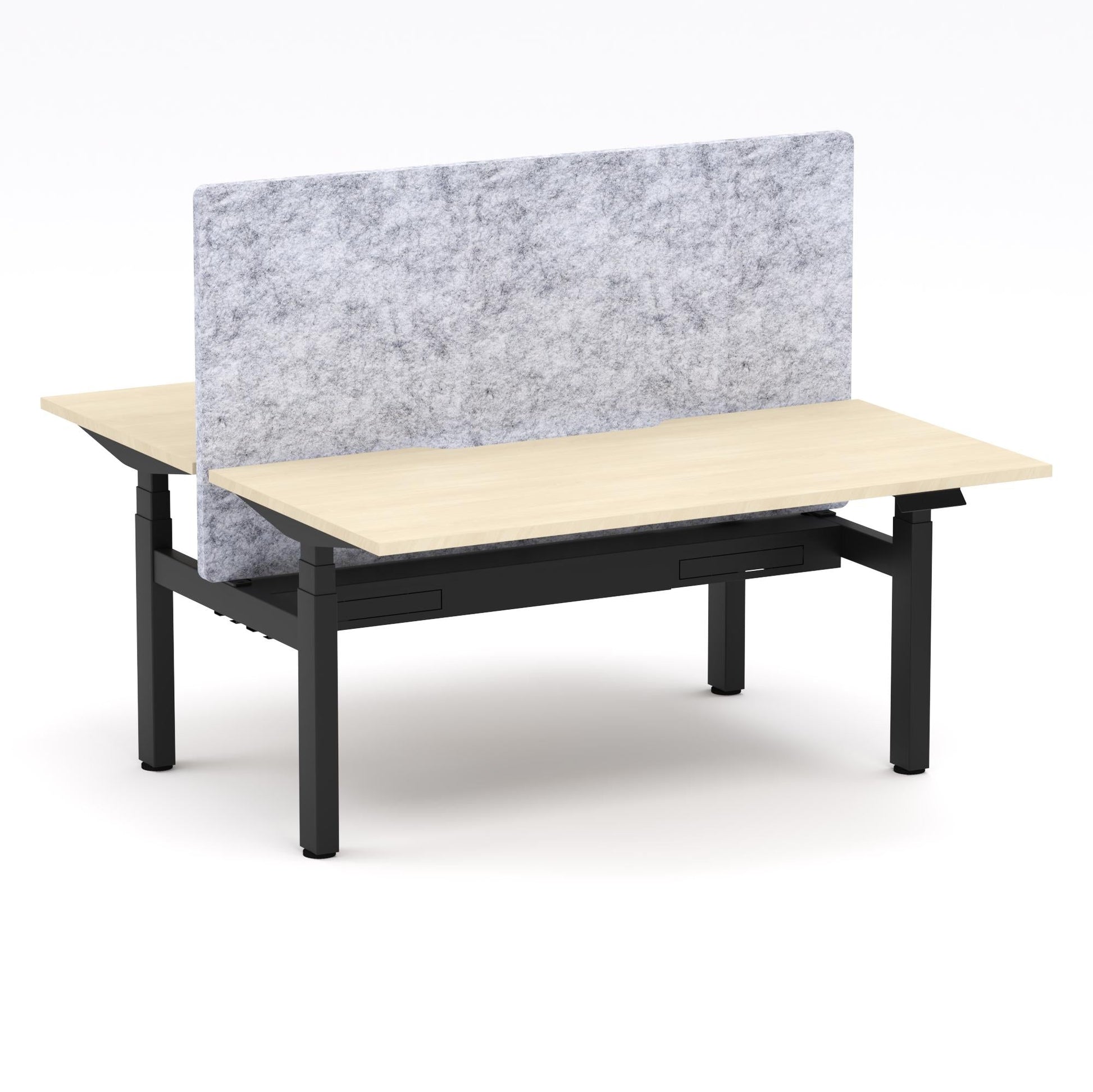 Montana Electric Standing 2-Person Double-sided Desk Workstation - With Marble Grey AcoustiQ Screen (3 Stages)