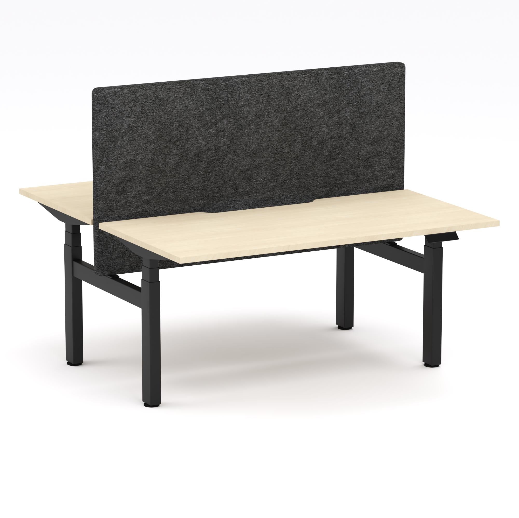 Montana Electric Standing 2-Person Double-sided Desk Workstation - With Charcoal Grey AcoustiQ Screen (3 Stages)