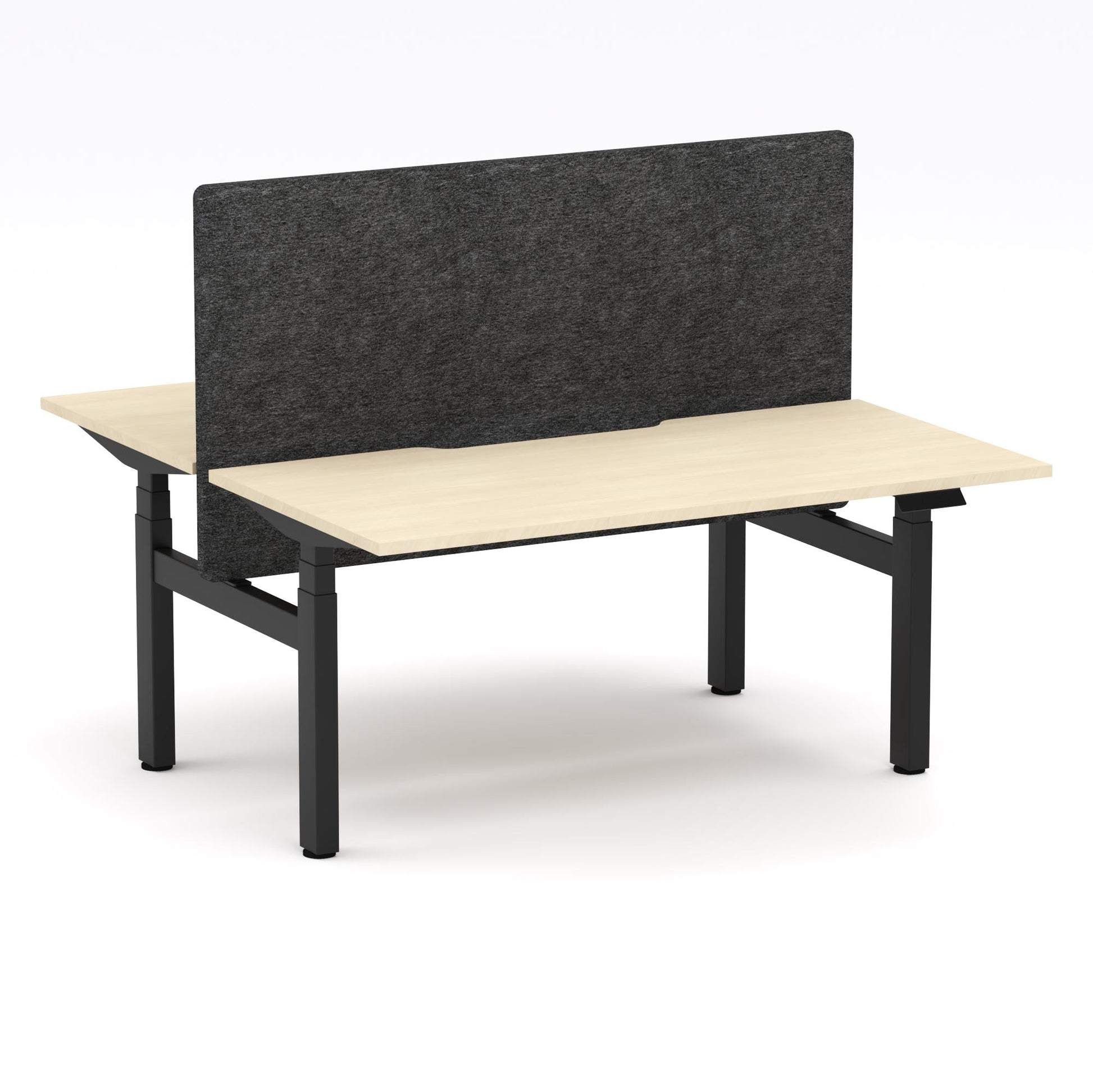 Montana Electric Standing 2-Person Double-sided Desk Workstation - With Charcoal Grey AcoustiQ Screen (3 Stages)